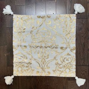 Tahari Gold Foil Damask Pillow Cover with Tassles